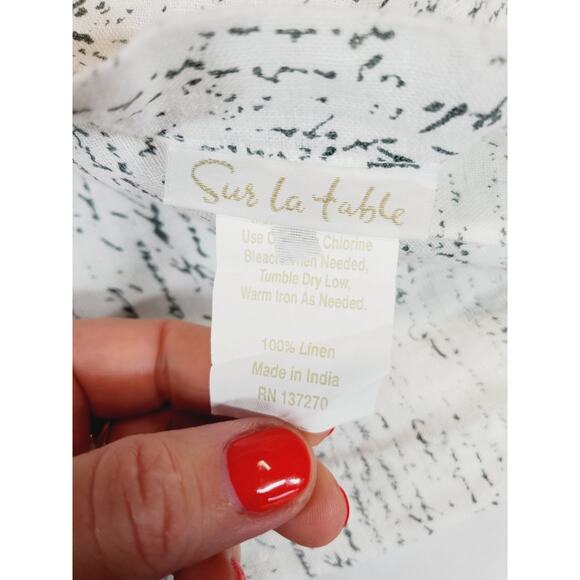 Sur La Table tablecloth Long Table Runner 100% Linen CAFE PARIS White Printed - Picture 5 of 8